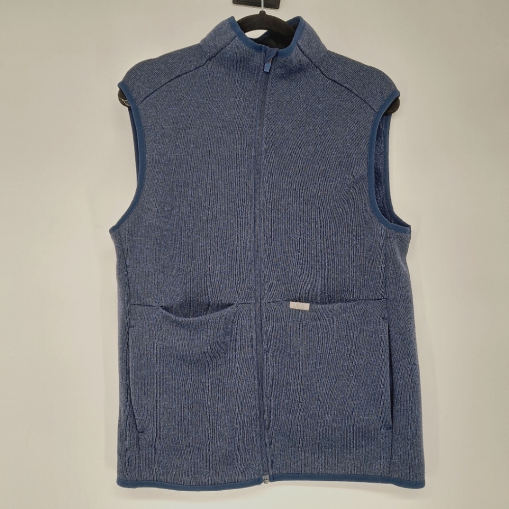 Figs Blue Full-Zip Knit Vest